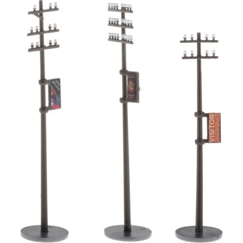 HO Scale 1:42 Plastic Telephone Poles for Train Railroad Layout Accessories 3pcs