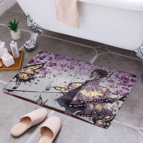 Shinobu Kochou 3D Print Doormats Rectangle Non-Slip DoorMat Bedroom Kitchen Entrance Print Door rugs Dropshipping