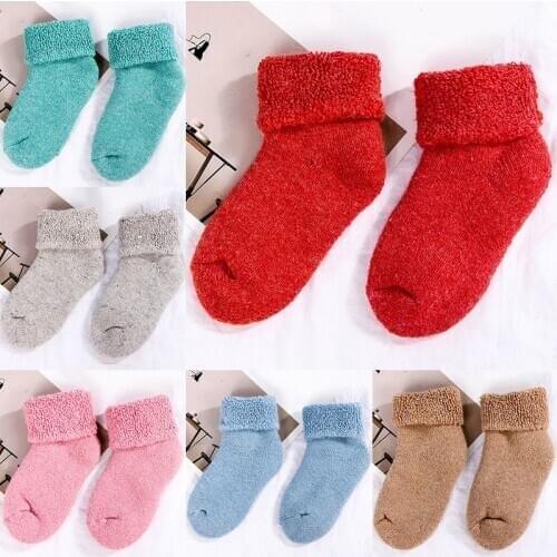 Fashion Woolen Thick Baby Kids Socks Winter Soft Warm Socks for Children 0-7 Years Boys Girls Thermal Floor Baby Socks