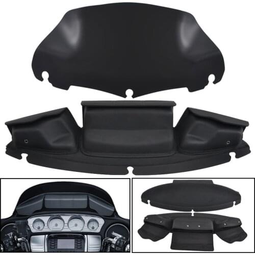 Motorcycle 9" Wave Windshields w/3-Pouch Batwing Fairing Bag Windshield Saddlebag For Touring Street Glide Special FLHXS 14–2018