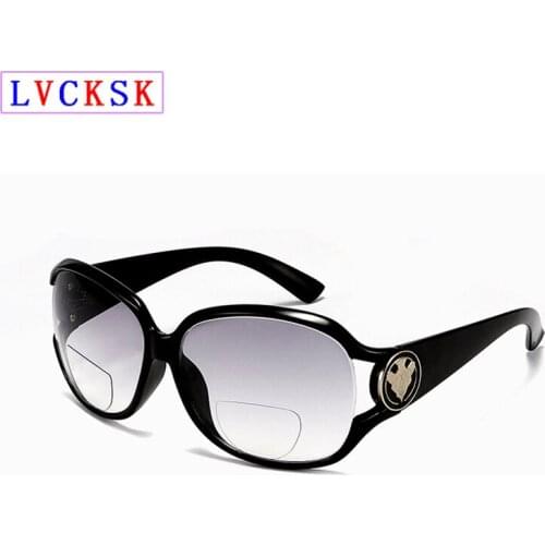 Fashion Large Frame Bifocals Reading Glasses For Women Presbyopia Sunglasses Look Near Far Travel Driving Eyewear +1.0~+4.0 N5