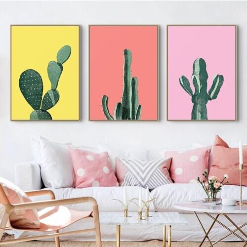 Nordic Canvas Painting Modern Prints color cactus Art Posters Prints contracted Art Wall Pictures Living Room Unframed Poster