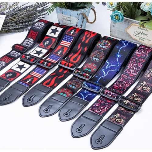 Acoustic Guitar Strap Thermal Transfer Electric Guitar Bass Strap Musical Instrument Strap Wholesale