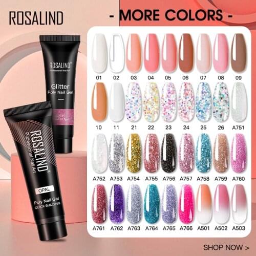 ROSALIND Poly Nail Gel Varnishes Soak Off Nail Extension All For Manicure Need Cured UV/LED Lamp Builder Gel Polish Base Top