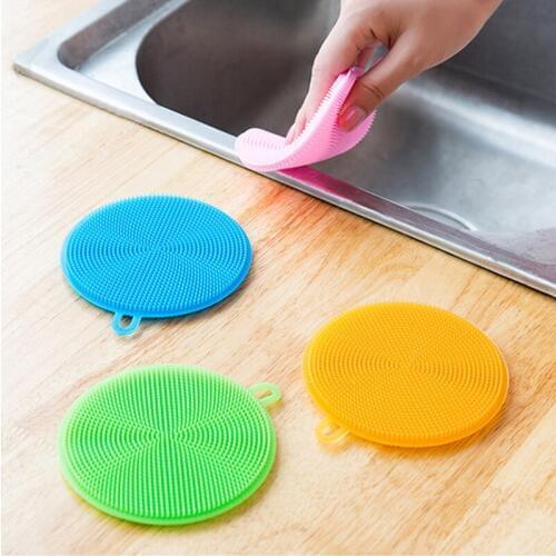 2pcs Kitchen Tools Silicone Cleaning Brush Dish Bowl Scouring Pad Pot Pan Wash Brushes Easy To Clean Magic Dust Cleaner Limpeza