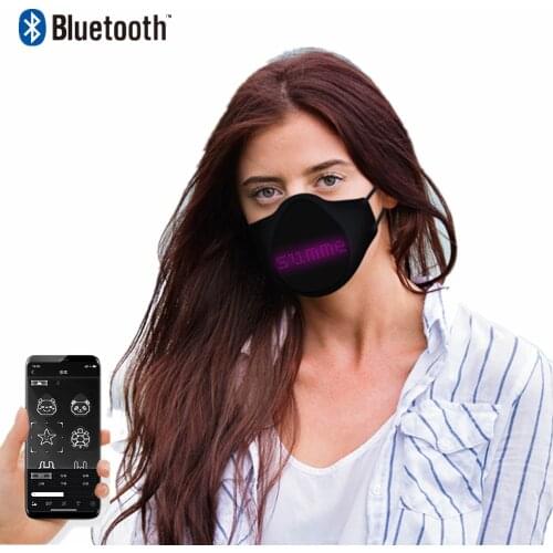 1pcs Led Silicone Dust Mask Bluetooth Programmable Usb Charging Mask Men And Women Music Party Gift Display Board Mask