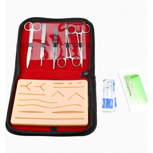 Skin Suture Practice Silicone Pad with Wound Simulated Training Kit Teaching Equipment Needle Scissors Tool Kit