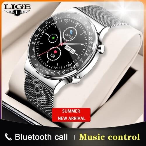 LIGE 2021 Bluetooth Call Smart Watch Man Full Touch Screen Fitness Tracker Blood Pressure Smartwatch For Men Women Smart Clocks