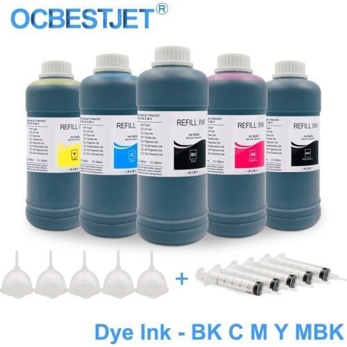 5x500ML Universal Dye Ink Refill Ink Kit For Epson Stylus Pro 7700 9700 T3000 T5000 T7000 T3200 T5200 T7200 T3270 T5270 T7270