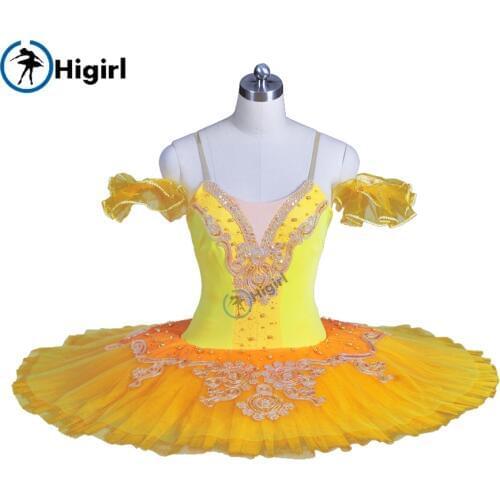 Yellow professional tutu for girls pancake performance orange Ballerina Competition Professional Ballet Stage Costum BT8965A