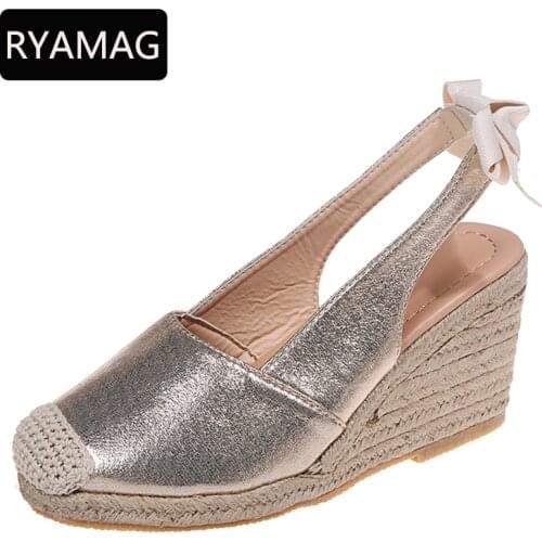 RYAMAG Women Shoes Platform Sandals Women Serpentine High Wedges Heel Ankle Sandalia Espadrilles Female Sandals Shoes 2021 New