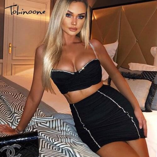 Tobinoone Hot Diamond Party Dress Women V Neck Mini Summer Dress Spahetti Strap Backless Sexy Back Zipper Bodycon Dress 2020