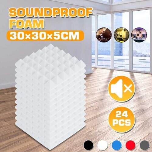 24Pcs 300x300x50mm Soundproofing Foam Studio Acoustic Foam 5 colors Soundproof Absorption Treatment Panel Tile Polyurethane Foam