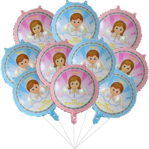 10pcs 18inch Round Spanish Christening West Baptism Theme Party Decoration Baby Balloons Foil Helium Balloons Kids Toys Globos
