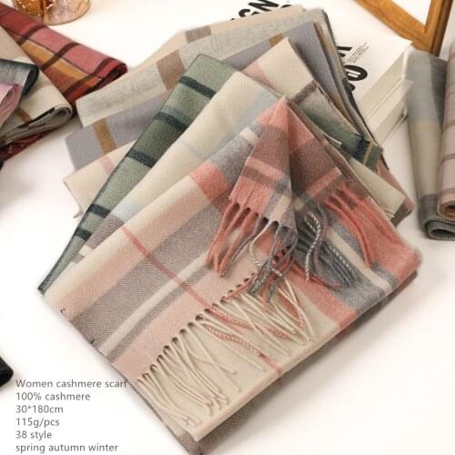 Naizaiga 100% cashmere Women winter warm Plaid long thin warm Scarf fashion Shawl Couples Sweetheart wrap , SN322