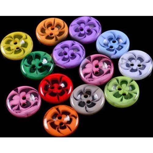 New 100pcs Mixed Flower Resin Buttons 2 Holes Sewing Scrapbook Cardmaking Craft 14mm Buttons Decor Scrapbooking Garment DIY App