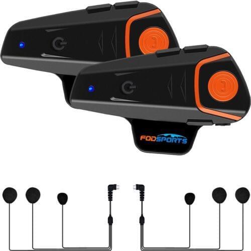 2pcs Fodsports BT-S2 Pro Helmet Intercom Motorcycle Bluetooth Helmet Headset Waterproof BT Interphone With FM Radio