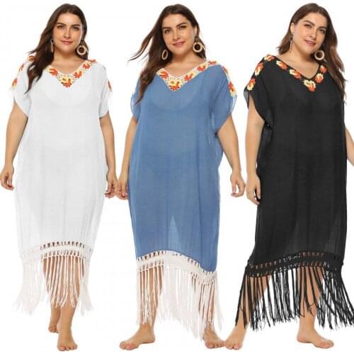 2021 Sexy Hollow See-through Cover Up Bikini Women Swimsuit Cover-up V-neck Irregular Swimwear Sunscreen Beach Dress