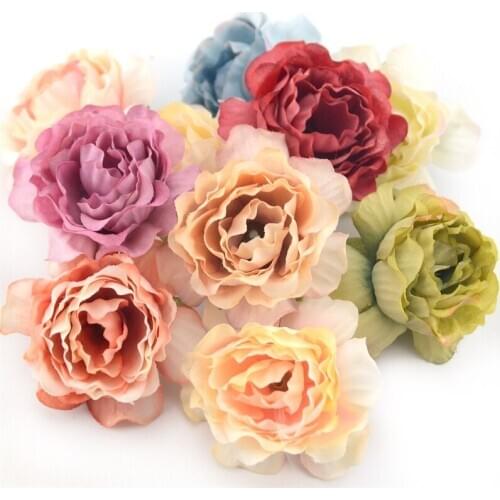 30pcs 4cm Artificial Silk Rose Flowers Heads European Fall Vivid Cheap Carnation Fake Wedding Home Decoration Fake Flower