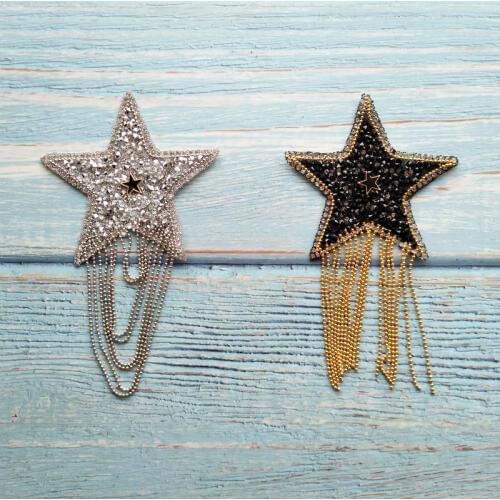 5pcs/lot Rhinestone Bead Applique Iron-on Beaded Patches For Clothes Bag Cap Fashion Star Sticker Diy Craft Repair Decoration