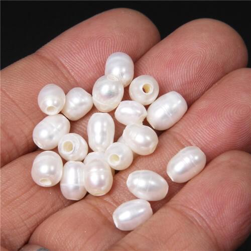 6-7mm AA Baroque Natural Potato Pearls Beads Large Hole Oval Freshwater Loose Pearls Beads for Jewelry Making Bracelet DIY 10PCS