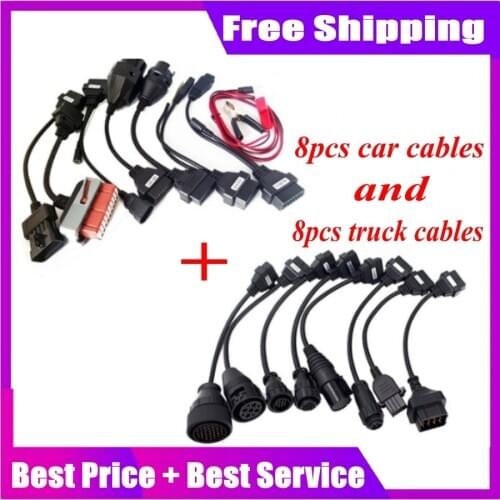 Adapter full 8pcs cables for New vci vd ds150e cdp for delphis OBD2 OBDII car & truck Diagnostic Interface Tool scanner cable