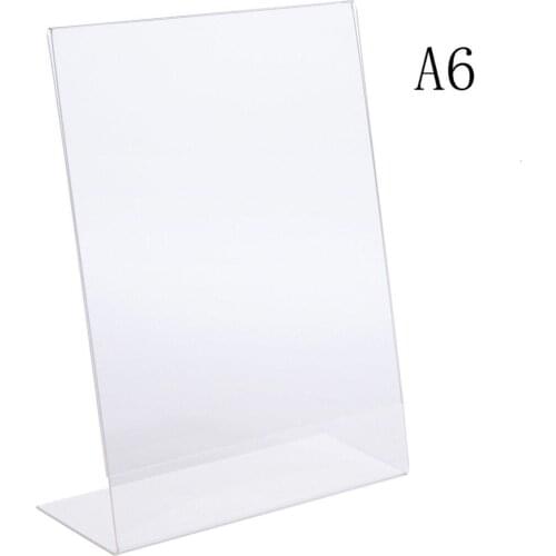 Acrylic Clear Plastic Desk Sign Stand l Shape Table Card Price Tag Holders Frame Label Paper Display