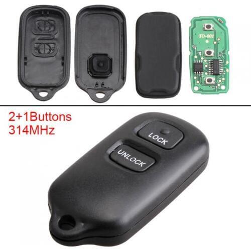 314MHz 2+1 Black Buttons Keyless Uncut Flip Car Remote Key Fob With Chip HYQ12BAN, HYQ12BBX and Battery for 2000-2008 Toyota