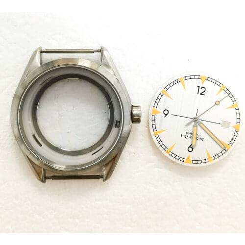 Free Shipping 40MM 316 Stainless Steel Brushed Case White Dial And Hands Mans Watch Part Fit NH35 NH36 Automatic Movement