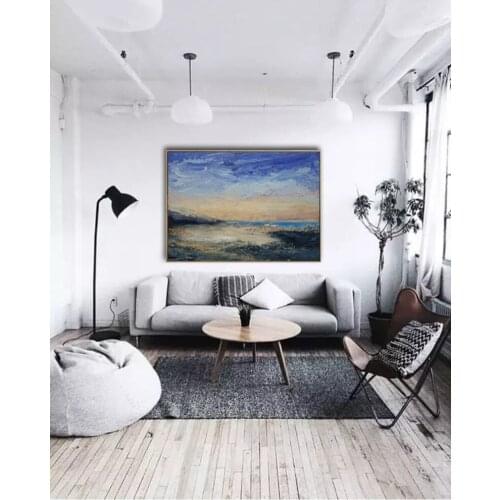 Large Hand Painted Wall Canvas Oil Painting Abstract Art Large Ocean Beach Oil Painting Modern Home Decoration For Living