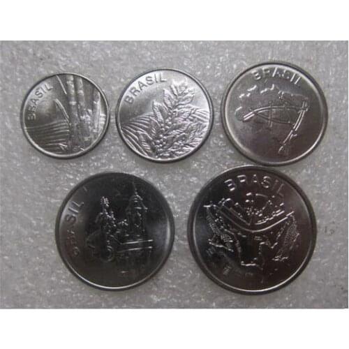 Brazil 1 Set 5 Pieces Coins Old Original Coin Collectible Edition Real Rare Commemorative Random Year