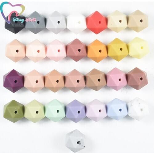 100 PCS Silicone Bead Icosahedron 14 MM Chewable Silicone Beads For Baby Teething Necklace Pacifier Chain Bpa Free Food Grade