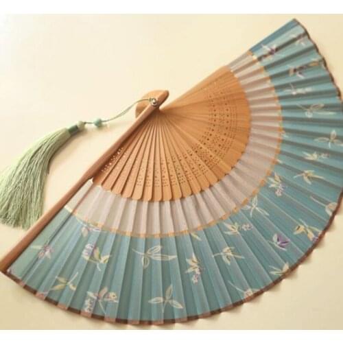 Boutique 6-Inch Chinese Style Folding Fan Summer Hand-Held Fan Hanfu Fan Double-Cut Fan Folding Carry Small Fan Cheongsam Fan