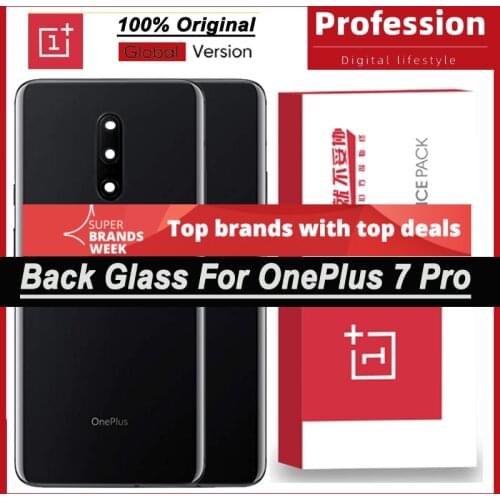100% Original Back Battery Cover Rear Door Housing Case for OnePlus 7 Pro With Camera Lens + Adhesive Tape Repair Parts