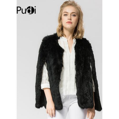 CR069 Knitted real rabbit fur coat overcoat jacket Russian womens winter thick warm genuine fur cape shawl poncho black beige