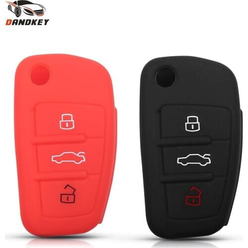 Dandkey Flip Silicone Key Case Cover Protector Auto Key Car Accessories For Audi Sline A3 A5 Q3 Q5 A6 C5 C6 A4 B6 B7 B8 TT 80 S6