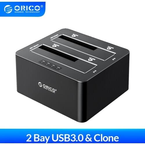 ORICO 2 bay 2.5 3.5 inch USB3.0 to SATA HDD Docking Station with Offline Clone HDD Case Support UASP Protocol 16TB HDD Encosure