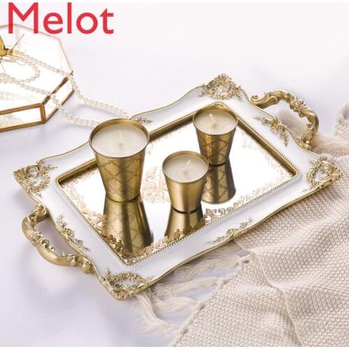 European Luxury Style Retro Shooting Props Entrance Decoration Beauty Salon Essential Oil Jewelry Storage Tray