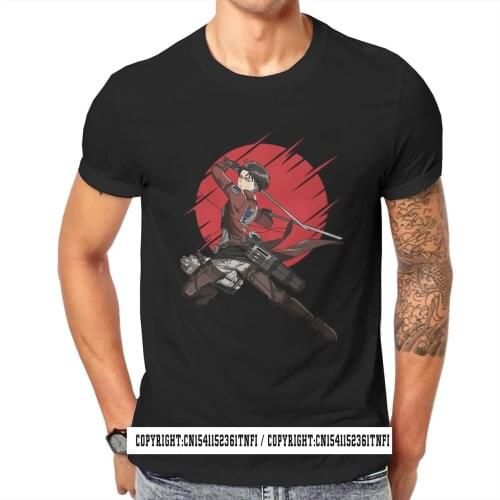Attack On Titan Levi Anime Sun T Shirt Classic Goth Summer Adults Plus Size 100% Cotton Mens Tees Harajuku Crew Neck Tee Shirt