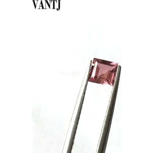 VANTJ Natural Pink Tourmaline Loose Gemstone Square 4mm for Silver Gold Women Jewelry Random Delivery