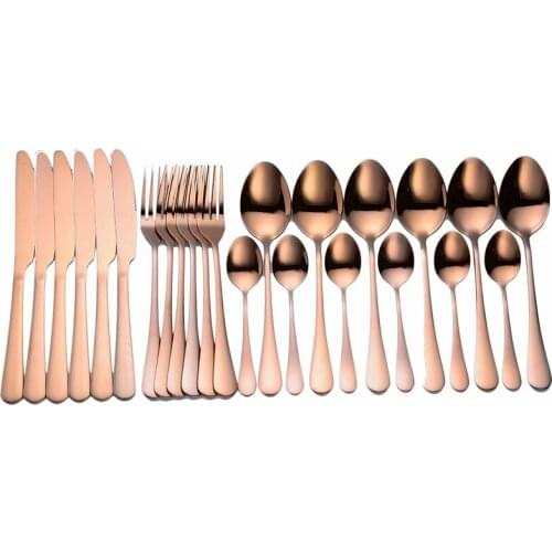 Kitchen Tableware Cutlery Set Silver Cutlery Set Stainless Steel Luxury Dinnerware Fork Spoon Knife Western Dinner Set Rose Gold