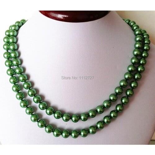HOT! Fashion 8mm Green Ocean Shell Pearls Necklace Beads DIY Fashion Jewelry Making Design Natural Stone 36 INCH Wholesale Price