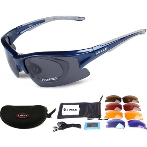 LOCLE Polarized Cycling Sunglasses Outdoor Sports Bicycle Glasses Bike Cycling Eyewear Goggles Sunglassese UV400 5 Lens