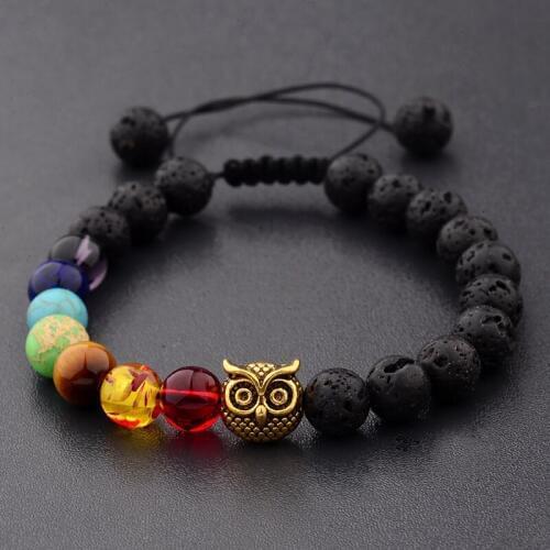 DOUVEI Fashion Charm 8mm Handmade Natural Stone Owl Bracelets & Bangles Beads Bracelets For Women Men Jewelry ABK011-1