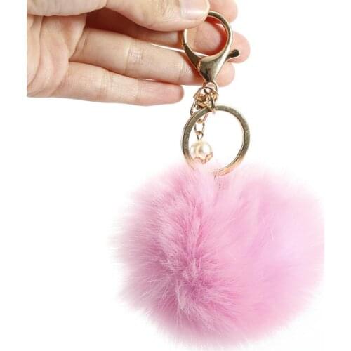 Fashion Girl Womens Soft Small Ball Keychain Bag Plush Car Key Pendant Key Ring Hot Cute Soft Plush Ball Pendant Keychain