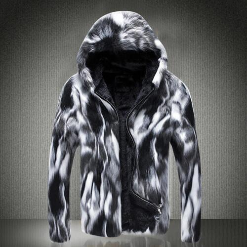 B 2018 Fall winter faux fur coat mens wild personality thick fur Jacket Leather grass Male windbreaker Fox thick Plus Size 6XL