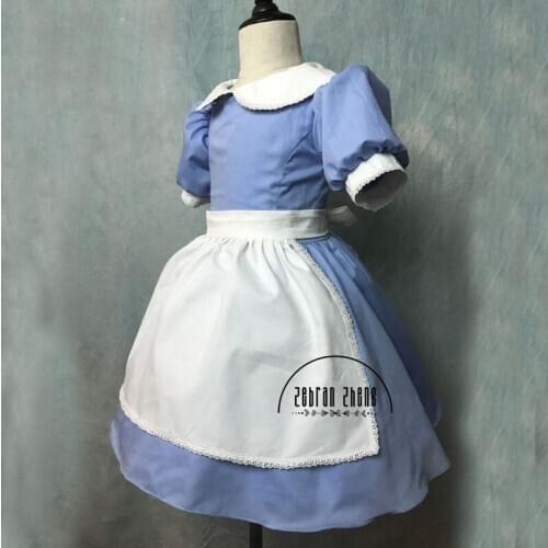 New Arrival Princess Alice Children Cosplay Costume Blue Maid Fancy Kids Halloween Dress