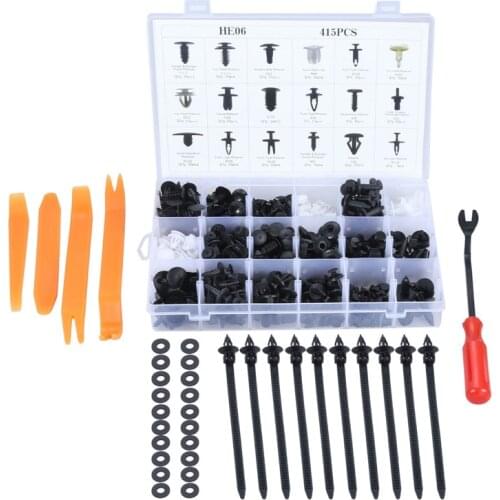 New 450/set 18 Most Popular Sizes Auto Push Pin Rivets Set -Door Trim Panel Clips for GM Ford Toyota Honda Chrysler 415Pcs Clips