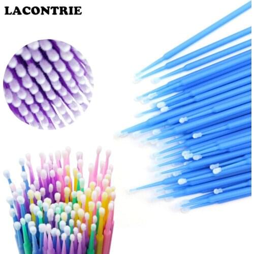 100pcs Disposable MakeUp Eyelashes Cotton Swab Mini Individual lashes Removing Profession Natural Applicators Microbrush Kit