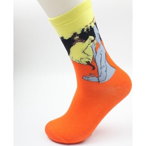 Autumn winter Fashion Retro Women New Personality Art Van Gogh Mural World Famous Painting Series Male Socks Oil Funny Socks2017